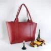 Pouchlets Leather Travel Tote Bag for women, large and versatile, perfect for school, work, and travel.