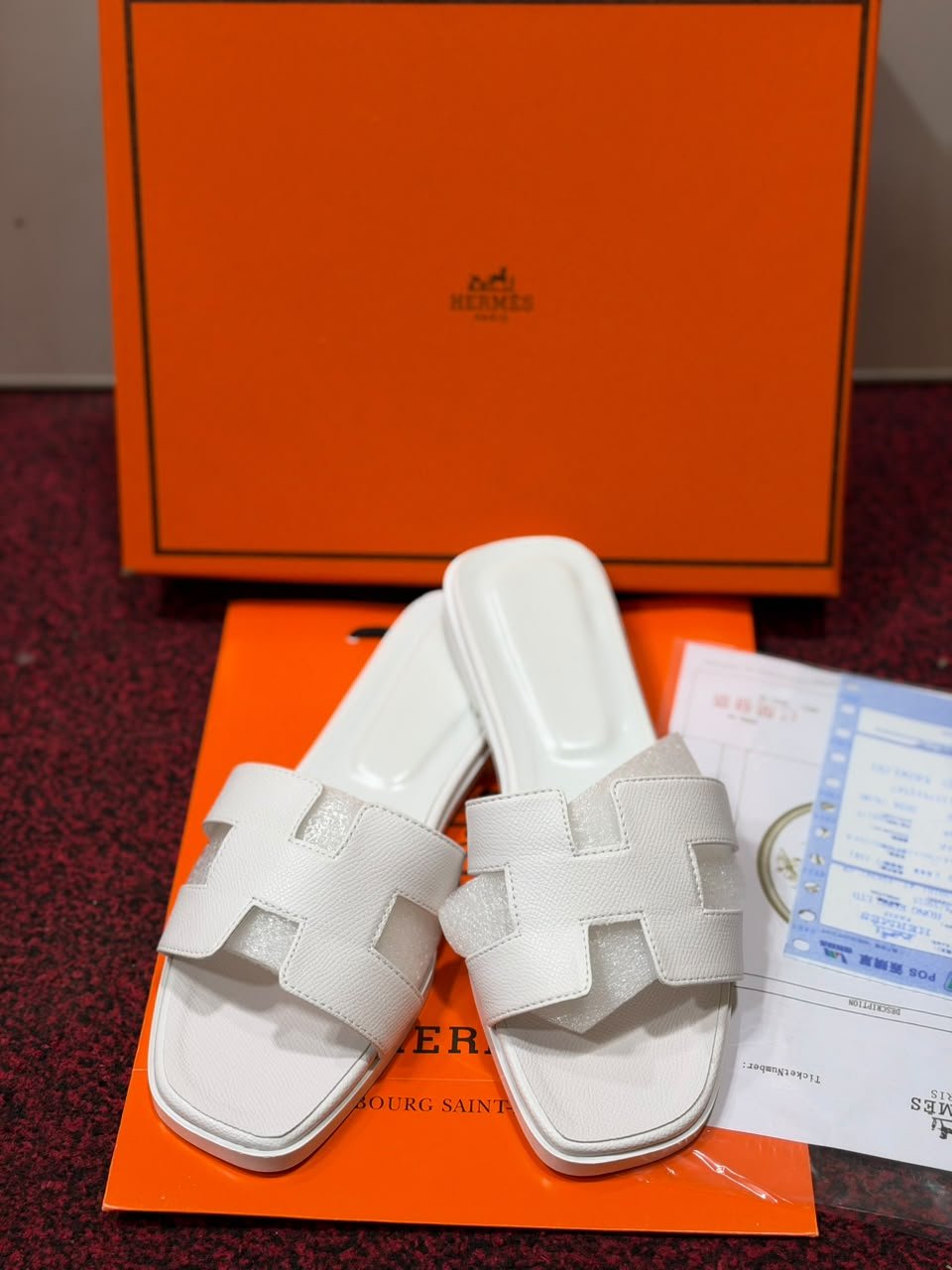 Women’s Burgundy Hermes Slippers – Premium Imported Sandals - Image 3